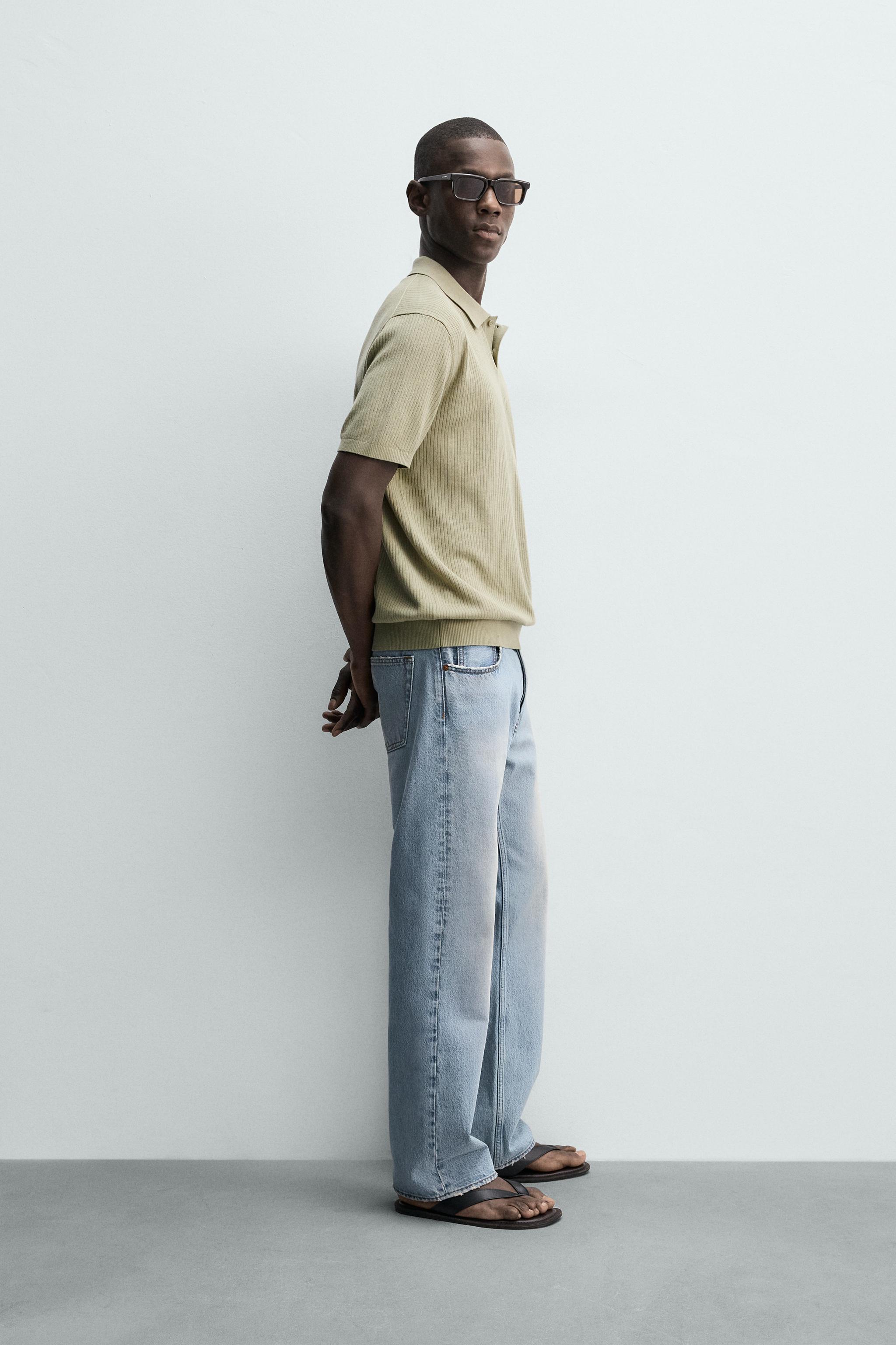 RIBBED KNIT POLO SHIRT